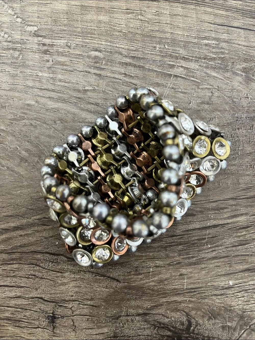 Crystal Accent Multi-Tone Stretch Bracelet